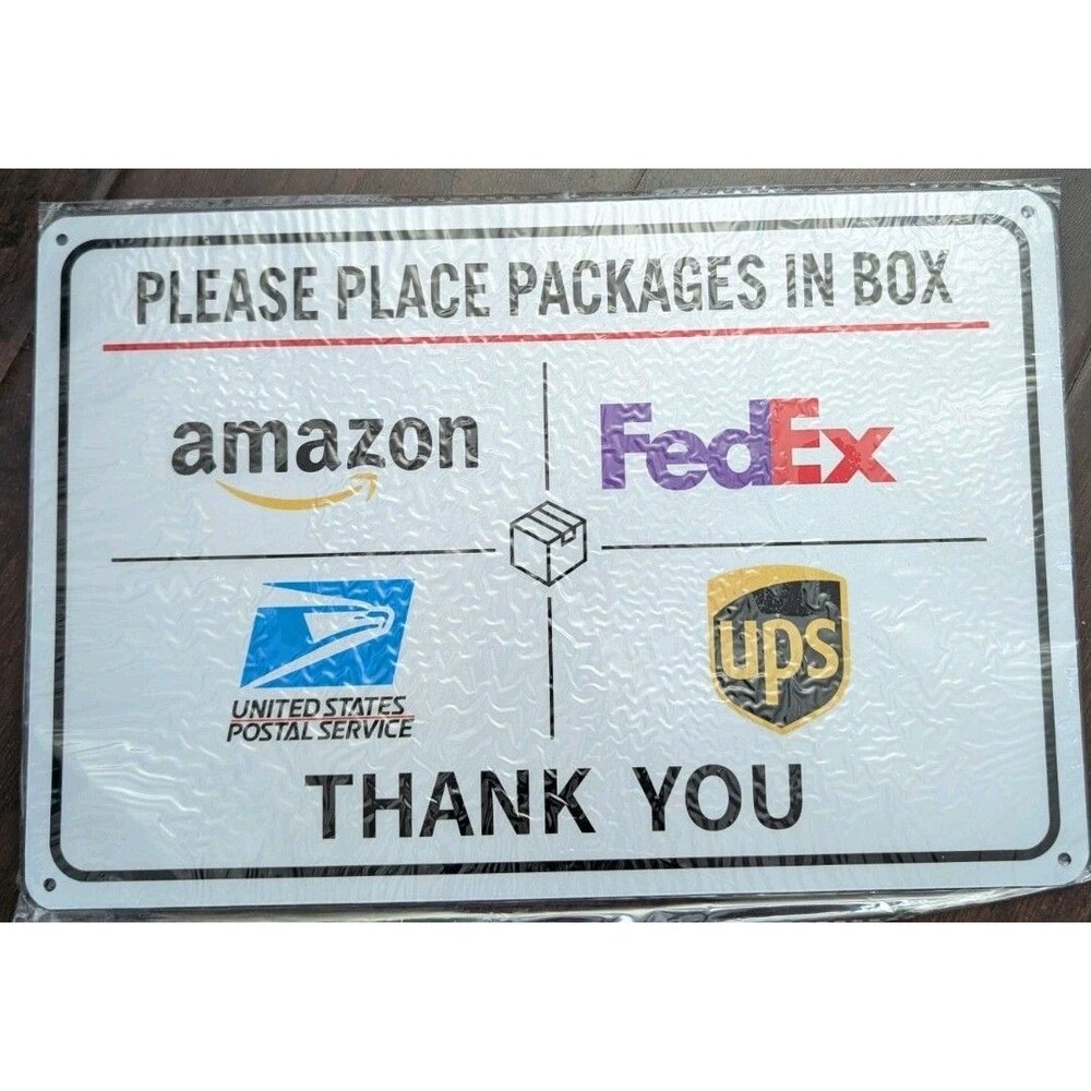 Set of 2 Package Delivery Signs 12x8 Amazon FedEx UPS USPS Place Packages in Box